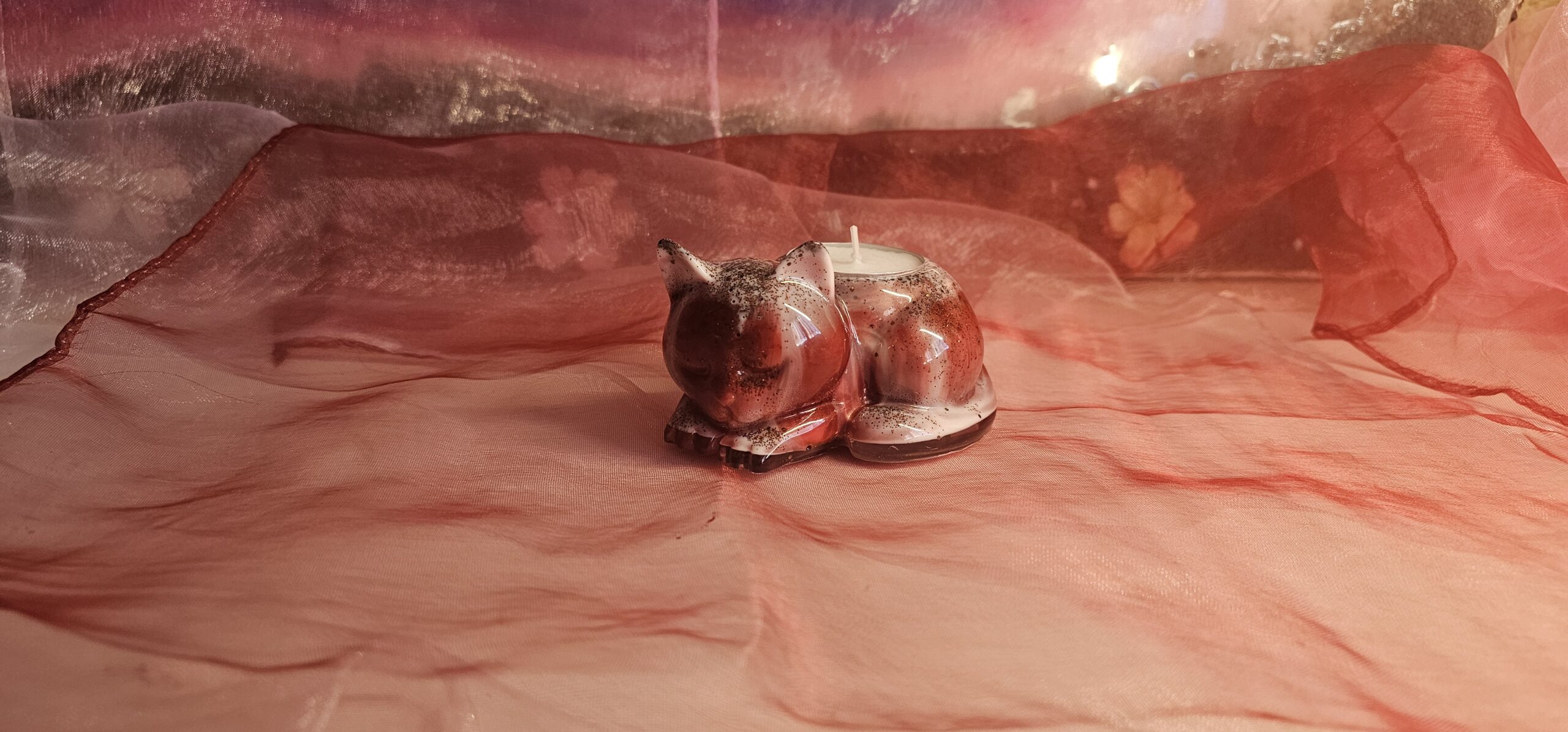 Teelichthalter schlafende Katze | Handgemachtes Epoxidharz-Unikat | Rutschfest & Edel – Bild 6