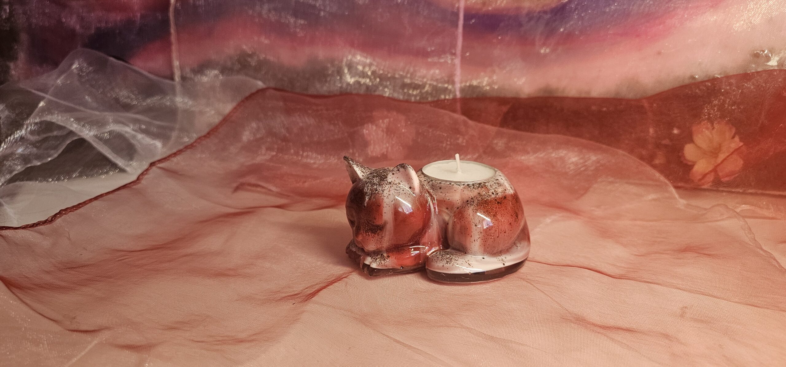 Teelichthalter schlafende Katze | Handgemachtes Epoxidharz-Unikat | Rutschfest & Edel – Bild 12