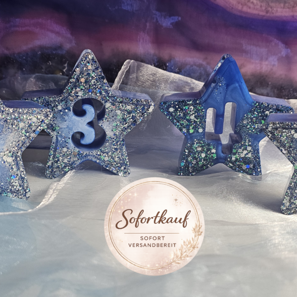 Adventssterne Epoxidharz Stabkerzenhalter 4er Set handgemacht Weihnachtsdeko UnikatAdventssterne Epoxidharz Stabkerzenhalter 4er Set handgemacht Weihnachtsdeko Unikat