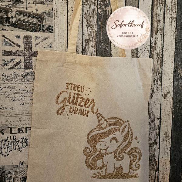 Einhorn Tragetasche Baumwolle handgemacht personalisiert Stoffbeutel Unikat