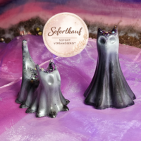Grusel Katzen Figuren Epoxidharz handgemacht Halloween Deko Unikat