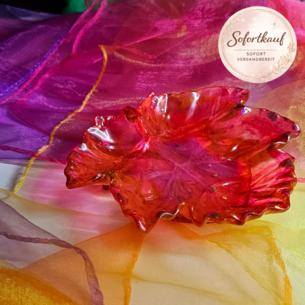 Herbst Deko Schale Kastanienblatt Epoxidharz handgemacht Unikat herbstlich