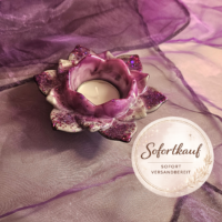 Teelichthalter Lotusblüte Epoxidharz handgemacht Unikat Glitzer Deko