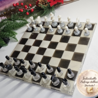 Schachset aus Epoxidharz handgemacht Schachbrett 32 Figuren Unikat Traumharz