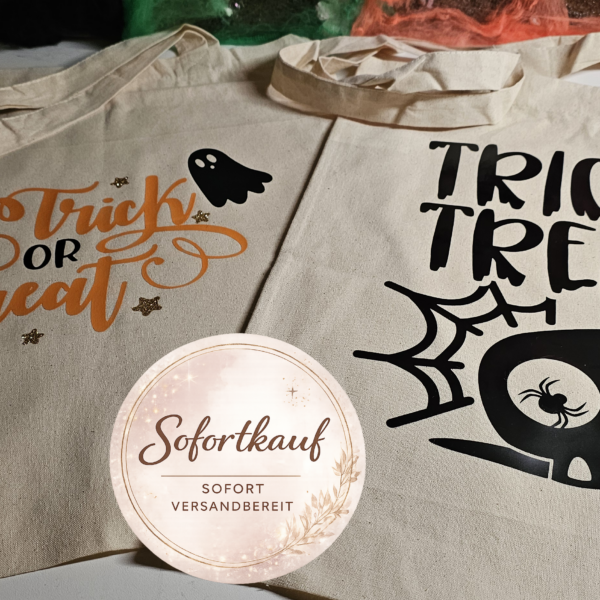 Halloween Tasche Baumwolle handgemacht Trick or Treat Beutel Süßes oder Saures Unikat