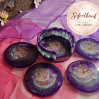 Premium Epoxidharz Untersetzer handgemacht im 5er Set mit Halterung