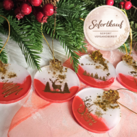 Weihnachtskugeln Set 5 Stück Epoxidharz handgemacht Christbaumschmuck Unikat Traumharz