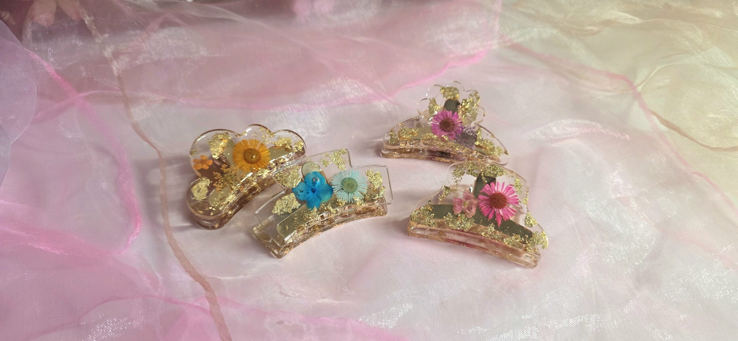 Haarklammer Epoxidharz mit echten Blüten | Handgefertigtes Unikat – Bild 2