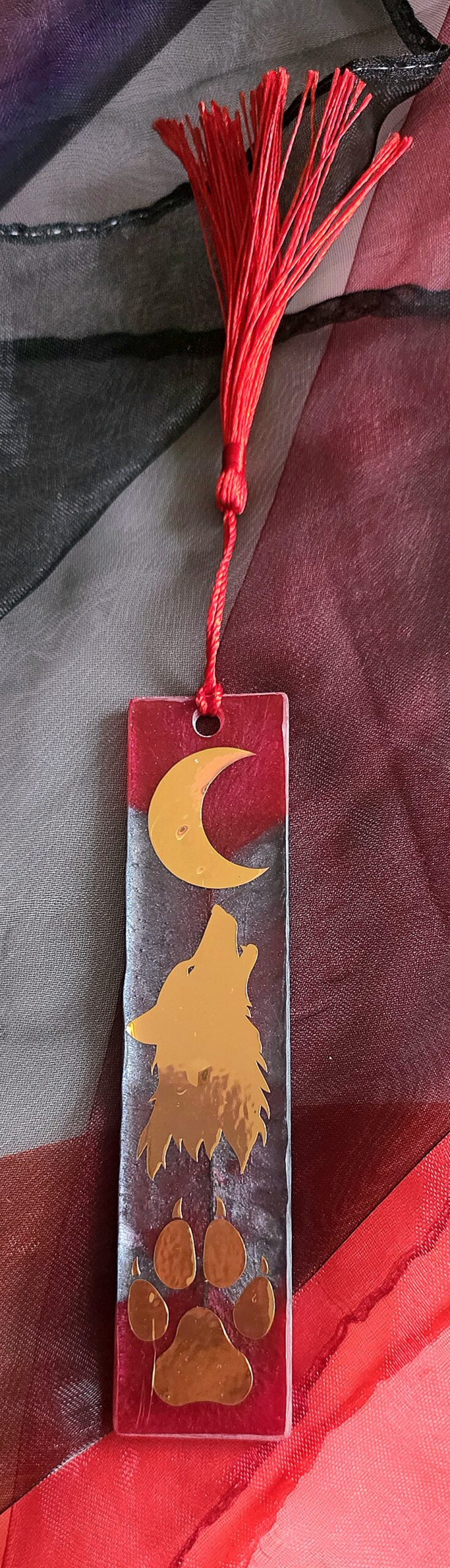 Wolf Lesezeichen Epoxidharz handgemacht mit Quaste inspiriert durch The Wolf King für Farbschnitt Bücher