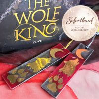 Wolf Lesezeichen Epoxidharz handgemacht Romantasy Goodie Farbschnitt Unikat